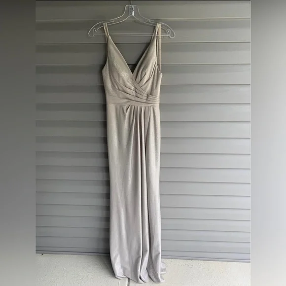 slim fit dress slacks Gold V-Neck Formal Dress With Elegant Beading Embellishment main image 1